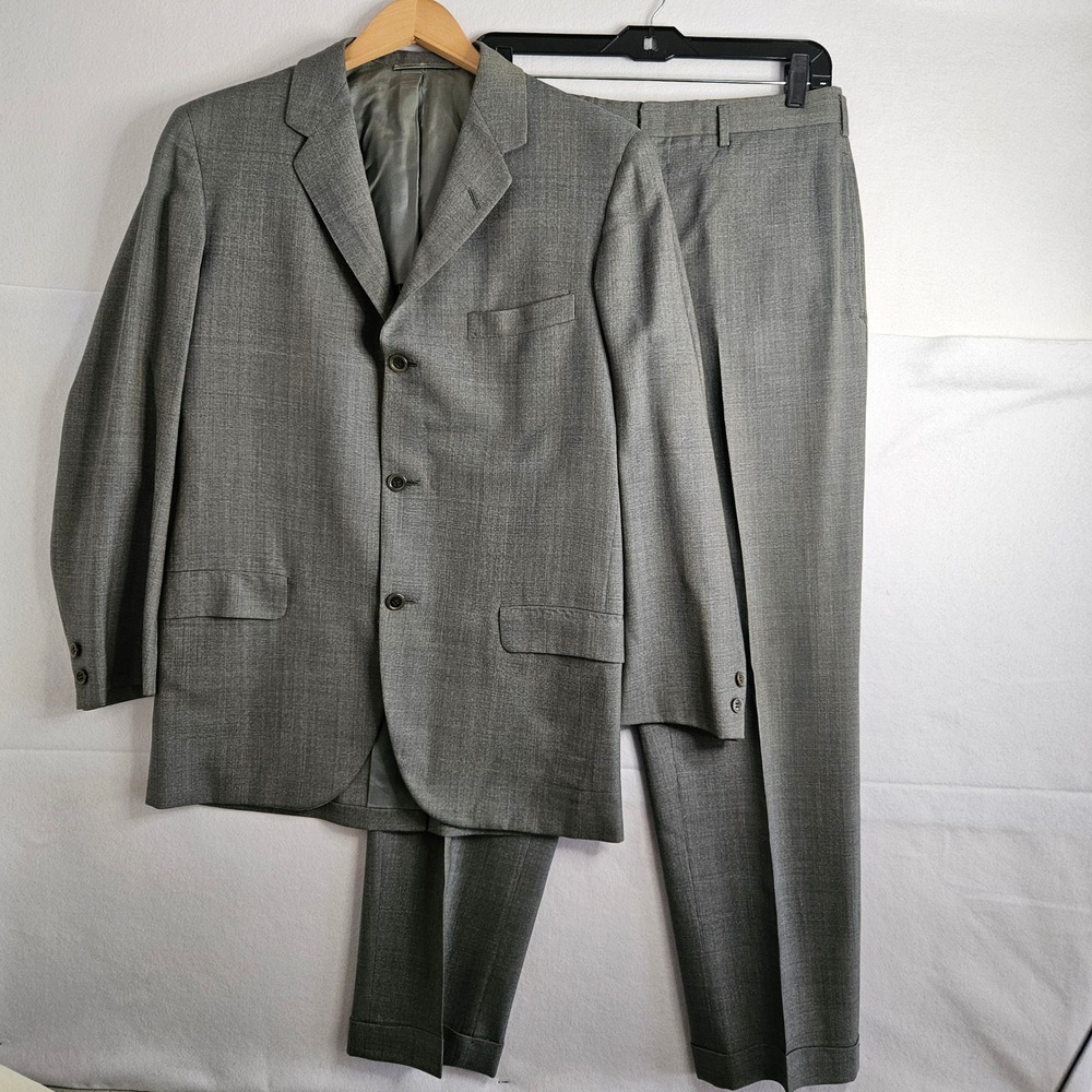 Hickey-Freeman Customized Grey Glen Plaid 3-Button Suit Mens Blazer Trousers